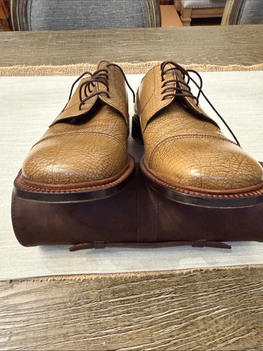 Prada Men's Brown Leather Derby Shoes